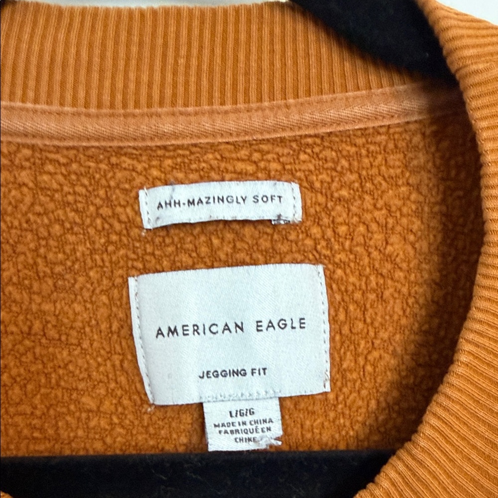 American Eagle Outfitters Women's Warm/Burnt Orange Crew Neck Sweatshirt